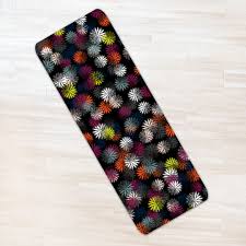 Buy dr kalm yoga towel low slip large, inspirational teal design, microfiber sweat absorbent quick dry for bikram hot yoga, beach, pilates, gym, exercise and yoga mat with handy hang loop and stow bag: Dark Floral Yoga Mat Afrimod