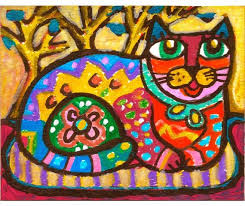 Cat Art Whimsical Art Mexican Folk Art Girls By Agirlanowlandacat 10 00 Folk Art Cat Mexican Folk Art Whimsical Art Prints