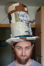 Upcycled steampunkish top hat from foam and scraps