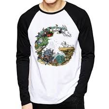 Studio Ghibli Long Sleeve Raglan T Shirt 10 Styles Ghibli Store In 2020 Long Sleeve Shirt Men Long Sleeve Shirts Sleeves