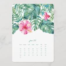 January 2021 Desk Top Calendar Card Hibiscus Zazzle Com In 2020 Watercolor Calendar Printable Calendar Template Calendar Monthly Planner