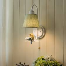 Decorative Bird Fabric Kids Wall Light Sconce Rustic Bedroom Small