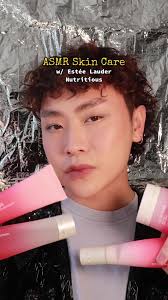 ASMR Skin Care Routine w/ the new Nutritious Line by @esteelauder 🌊 Key  ingredients are: Sweet kelp, red algae and coconut water. ✨ Perfect to calm  nd balance complexions. 🤍 Ad*