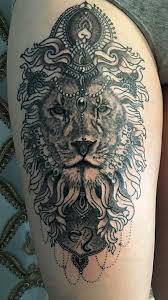 Finally Inked Tattoo Lion Mandala Lowe Oberschenkel Mandala Lowe Tattoo Oberschenkel Oberschenkel
