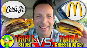 #alice to zouroku #carls jr #that caught me completely off guard #it is distractingly weird my boyfriend tells me hes going to carls jr. Carl S Jr Triple Slider Vs Mcdonald S Triple Cheeseburger Youtube