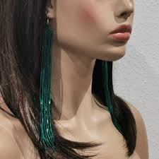 Shoulder Length Beaded Earrings