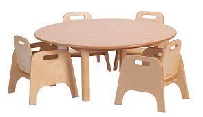Round dining table and chair set, round table office conference table office conference 80cm round table balcony bedroom cafe hotel corridor apartment ,used for living room and kitchen rest, etc. Eyfs Nursery Wooden Circular Table And Sturdy Chair Set Size0 Pt741