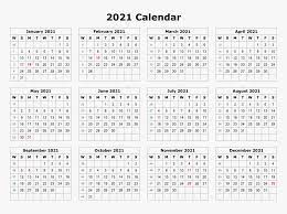 Free yearly printable calendar 2021 with holidays. Calendar 2021 Png Image File 12 Month Printable Calendar 2020 Transparent Png Kindpng