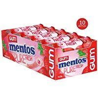 Mentos Pure Fresh Chewing Gum Strawberry 10 Pocket Bottles 10 X 30 G Chewing Gum Strawberry Pure Products