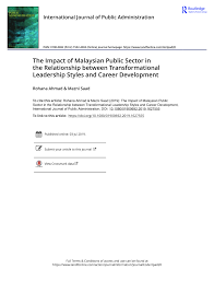 Get the best opportunities to study in malaysia: Pdf The Impact Of Malaysian Public Sector In The Relationship Between Transformational Leadership Styles And Career Development