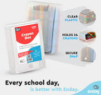Enday Crayon Box Storage Containers, Clear Crayon Case, Plastic Crayon Boxes for Kids, Cards Small Supplies Organizers Boxes, Snap Closure, 1 Pack