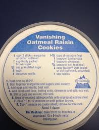 Quaker Oatmeal Cookie Recipe Which Is Included In The Box Lid For Gf Ground Oa Oatmeal Cookie Recipes Vanishing Oatmeal Raisin Cookies Quaker Oatmeal Cookies