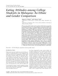 Check spelling or type a new query. Pdf Eating Attitudes Among College Students In Malaysia An Ethnic And Gender Comparison Jeanne Edman Academia Edu