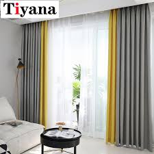 With a slight tint of grey, white dove by benjamin moor is the perfect white for your living room to keep it from feeling cold and stark. Tiyana Grey Yellow Stitched Blackout Curtains For Living Room Thermal Insulated Bedroom Window Curtain Blinds White Voile Jk048y Curtains Aliexpress