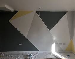 Maybe you would like to learn more about one of these? Diy Frog Tape Wall Geometric Feature Wall Bedroom Feature Wall Living Room Bedroom Wall Paint