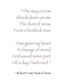 Winter Wishes Dreams The Way A Crow Shook Down On Me The Dust Of Snow From A Hemlock Tree Robert Fr Cool Words Winter Poetry Robert Frost