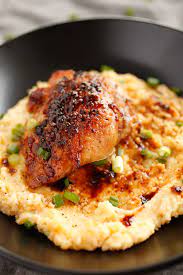 Honey Garlic Chicken With Cheesy Polenta Winter Comfort Food At Its Finest Veggies By Candlelight