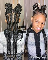 Three Big Braids African Girls Braids Black Kids Hairstyles Little Girl Braids