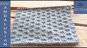 Each pair of double knitting stitches consists of one stitch in color a (blue) and one in color b (green). Double Andalusian Knitting Stitch Pattern It Doesn T Curl Ideal For Beginners So Woolly