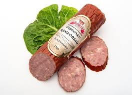 A sausage typically made of ground beef, pork, and various spices and usually. Russische Spezialitaten Online Kaufen Family Farm Kochsalami Servelat Mit Nusse 265g Family Farm Servelat Orehovyj 265g