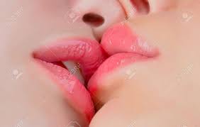 Sensual lesbian kissing