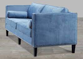 | skip to page navigation. Blue Velvet Sofa With Nailheads