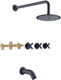 3 Handle Tub Shower Faucet Matte Black Bathtub Faucet Set With Waterfa Sumerain Faucet Direct Sales Tub And Shower Faucets Shower Faucet Black Bathtub Faucet