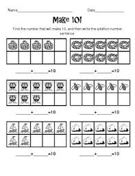 How to subtract tens and ones using number bonds, examples with step by step solutions subtraction using number bonds. Make 10 Worksheet Addition To 10 With 10 Frames Education Math Math Lessons Kindergarten Worksheets
