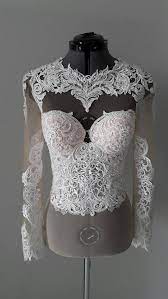 Wedding Top Bridal Long Sleeves Backless Bodysuit Luxury Beaded Bridal Bodysuit Wedding Dress Bridal Bodysuit White Lace Bodysuit Bridal Tops