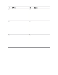 Pro Con Chart For Argumentative Planning