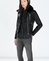 Zara Woman Faux Leather Jacket With Detachable Fur Collar Zara Leather Jacket