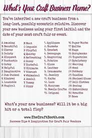 Name Your Craft Business Free Tools For The Perfect Name Craft Business Business Names Craft Fair Vendor