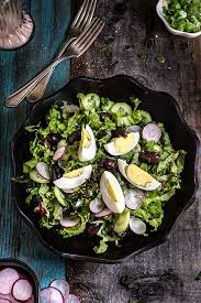 Easter Salad Tender Lettuce Cucumbers Radishes Green Garlic Kalamata Olives Boiled Eggs This Salad Is A Easter Salad Clean Recipes Whole Food Recipes