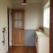 玄関 入り口 腰壁 カフェ風 レンガ壁紙 アイアン 手摺のインテリア実例 2015 10 01 15 34 55 roomclip ルームクリップ 壁紙 レンガ インテリア 家のインテリア