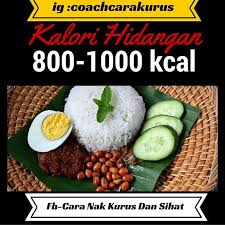 Jom kita lihat akan kadar kalori bagi sebungkus mengikut purata biasa penjual nasi lemak di malaysia. Facebook