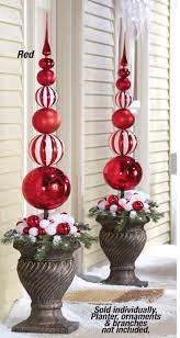 New Set 2 Extra Large Christmas Ornament Holiday Finial Outdoor Stakes Red White Diy Christmas Decorations Easy Outdoor Christmas Diy White Christmas Ornaments