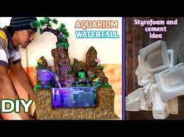 Make A Waterfall Aquarium From Styrofoam And Cement Membuat Air Terjun Mini Aquarium Youtube Aquarium Air Terjun