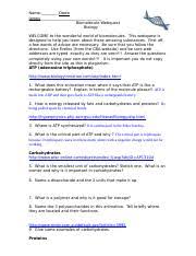 Biological Macromolecules Webquest Docx Name Biomolecule Webquest Biology Welcome To The Wonderful World Of Biomolecules This Webquest Is Designed To Course Hero