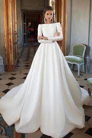 Simple Ivory Long Sleeves Satin A Line Wedding By Prettylady On Zibbet Weddingdress Wedding Dress Long Sleeve Wedding Dresses Elegant Wedding Dress