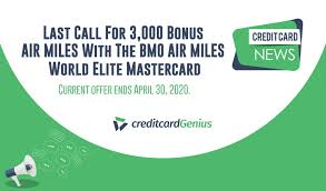 Bmo business air miles credit card. Last Call For 3 000 Bonus Air Miles With The Bmo Air Miles World Elite Mastercard Creditcardgenius