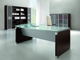 L Shaped Glass Top Executive Desk
