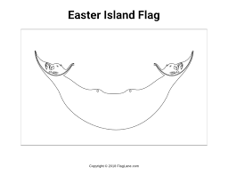 Island in the ocean, palms and sun. Free Easter Island Flag Coloring Page