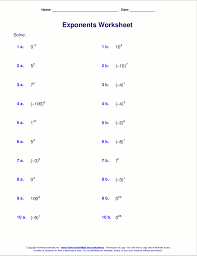 Basic math, introductory and intermediate algebra; Free Exponents Worksheets