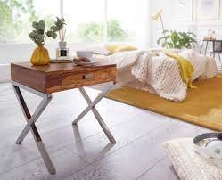 Während der fokus bei konsolen häufig auf der. Finebuy Nachttisch Massiv Holz Sheesham Nacht Kommode 45 Cm 1 Schublade Mit Metallbeine Nachtschrank Landhaus Stil