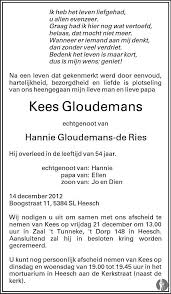 Kees Gloudemans ✝ 13 december 2012 • overlijdensbericht en condoleances