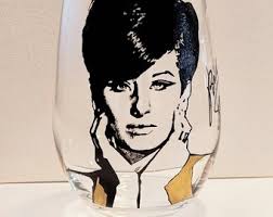 Barbra Streisand Hand Painted Wine Glass/tumbler/candle Holder