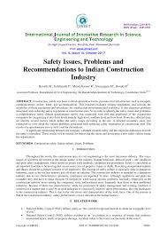 National safety week of india takes place every year in india from 4th march and goes on for a week. Pdf Safety Issues Problems And Recommendations To Indian Construction Industry