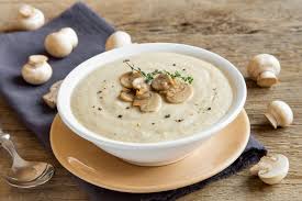 Recette De Veloute De Champignons Au Fromage Ail Et Fines Herbes Au Thermomix C Recette Veloute Champignon Champignons Farcis Soupe Champignon