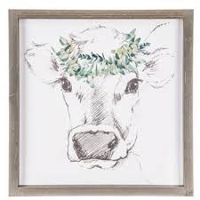 Sketched Cow With Floral Crown Wood Wall Decor Hobby Lobby 1646587 Cow Wall Art Highland Cow Canvas Cow Decor