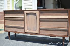 Refinished two toned bow dresser and chest stained maple drawers and brass gold hardware. Mid Century Modern Dresser Makeover Place Of My Taste